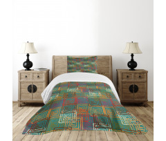 Grunge Folk Rainbow Bedspread Set