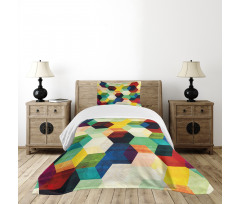 Rhombus Pattern Grunge Bedspread Set