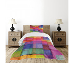 Rainbow Colors Squares Bedspread Set