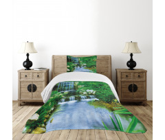 Waterfall Rocks Forest Bedspread Set