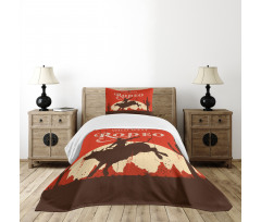 Rodeo Cowboy Rides Bull Bedspread Set