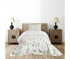Herb Flowers Watercolors Bedspread Set