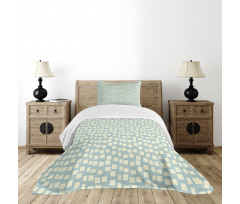 Big Small Squares Tile Bedspread Set