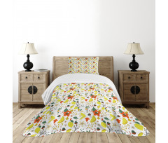 Spring Lemons Leaves Bedspread Set