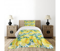 Lemon Citrus Branches Bedspread Set