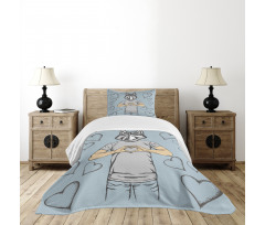 Dog Hearts Romantic Bedspread Set