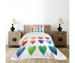 Rainbow Colors Hearts Bedspread Set