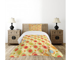 Colorful Dots Striped Bedspread Set