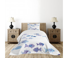 Watercolor Fishes Bedspread Set