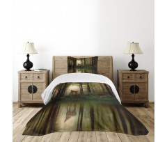 Baby Deer Foggy Lake Bedspread Set