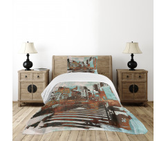 Urban Abstract Cityscape Bedspread Set