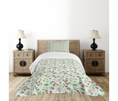 Raspberry Leaves Petals Bedspread Set