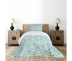 Penguin Snowman Ice Floe Bedspread Set