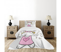 Cartoon Rock Star Bunny Bedspread Set