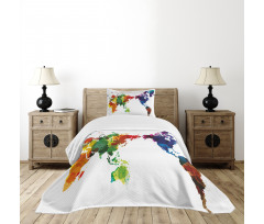 Abstract Wold Map Bedspread Set