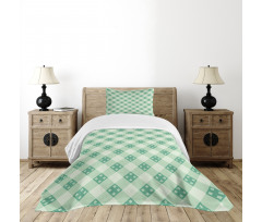 Striped Geometrical Tile Bedspread Set