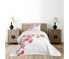 Japanese Flowers Ivy Bedspread Set