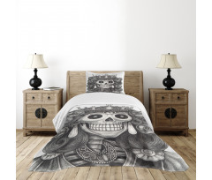 Dead Queen Folk Flowers Bedspread Set