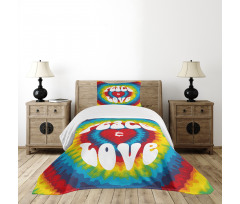 Groovy Hippie Rainbow Bedspread Set