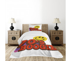 70s Boogie Funny Emoticon Bedspread Set