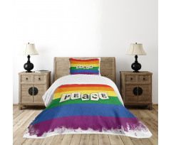 Grunge Flag Peace Word Bedspread Set