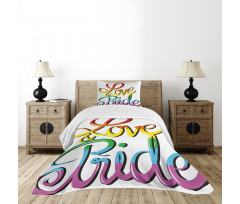 Love Text Rainbow Colors Bedspread Set