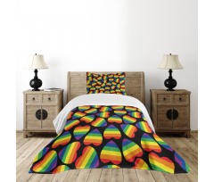 Hearts Gay Pride Flag Bedspread Set