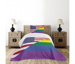 Flag USA Rainbow Colors Bedspread Set
