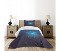 Zodiac Signs in Space Bedspread Set