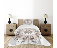 Circle of Zodiac Sign Bedspread Set