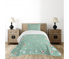 Sketch Circles and Hearts Bedspread Set