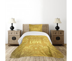 Romantic Words Swirls Bedspread Set