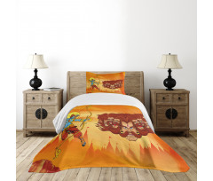 Myhtological Sunset Scene Bedspread Set