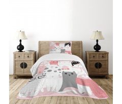 Funny Kittens Humor Doodle Bedspread Set