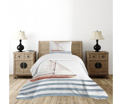 Sailing Theme Boat Waves Bedspread Set