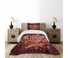 Funky Hearts Arrows Bedspread Set