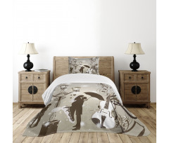 Kissing Couples Music Bedspread Set