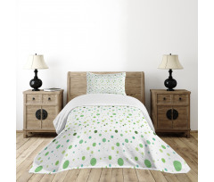 Green Toned Polka Dots Bedspread Set
