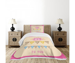 Flags Pink Frame Bedspread Set