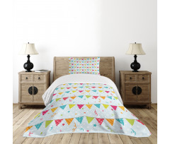 Birthday Party Flags Stars Bedspread Set