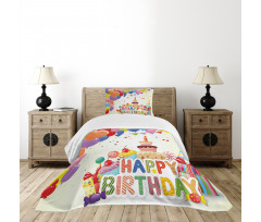 Hearts Funny Cupcakes Bedspread Set