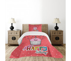 Pink Cupcake Bow Bedspread Set