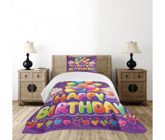Cupcake Hearts Balloons Bedspread Set