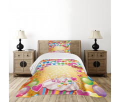 Vivid Balloons Cupcake Bedspread Set