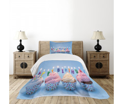 Cupcakes Letter Candles Bedspread Set