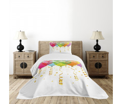 3D Balloons Rain Bedspread Set