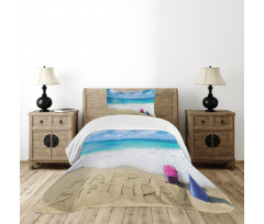 Happy Birthday on Sand Bedspread Set