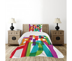 Broken Text Graphic Bedspread Set