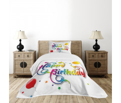 Birthday Words Floral Bedspread Set