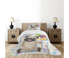 Birthday Pug Dog Bedspread Set